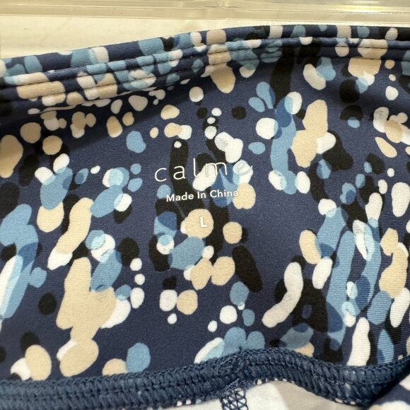 Calme Stretch Pants Print Activewear Blue Tan - Picture 8 of 9